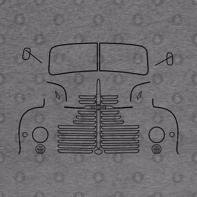 Leyland Comet 90 1950s classic lorry black outline graphic by soitwouldseem